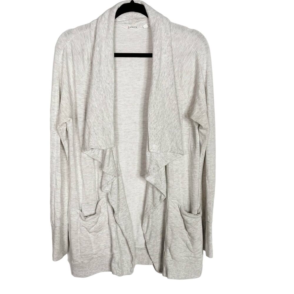 Athleta Small Light Heather Gray Studio Wrap Long Sleeve Modal Stretch Cardigan